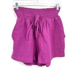 Joie Paper Bag Magenta Purple High Waist Smock Shorts Size S Small